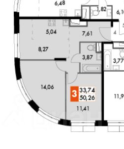 Продажа 3-комн квартиры в новостройке 47-й км,  д. 3,  к. 1