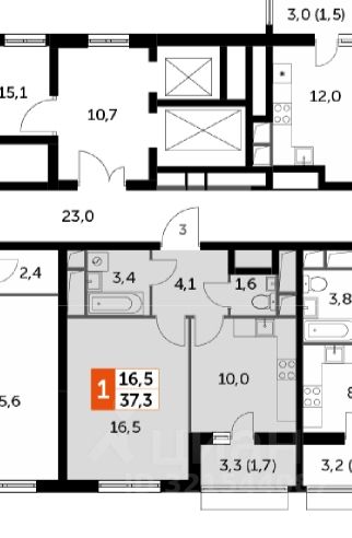 Продажа 1-комн квартиры на вторичном рынке пос. Развилка, проезд Римский, 15
