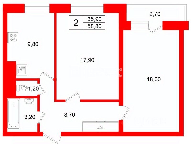 Продажа 2-комн квартиры на вторичном рынке Ланское шоссе, 14к1
