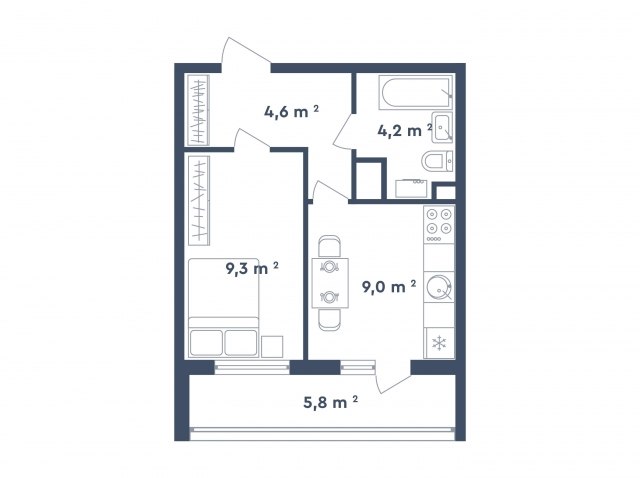 Планировка ЖК Сказочный лес, 9.3 м2