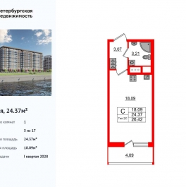 Продажа студии Октябрьская набережная
