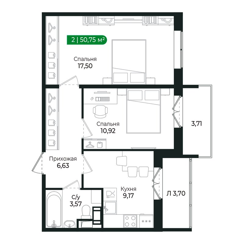 Продажа 2-комн квартиры в новостройке Сертолово г., Дмитрия Кожемякина ул.,  к. 2
