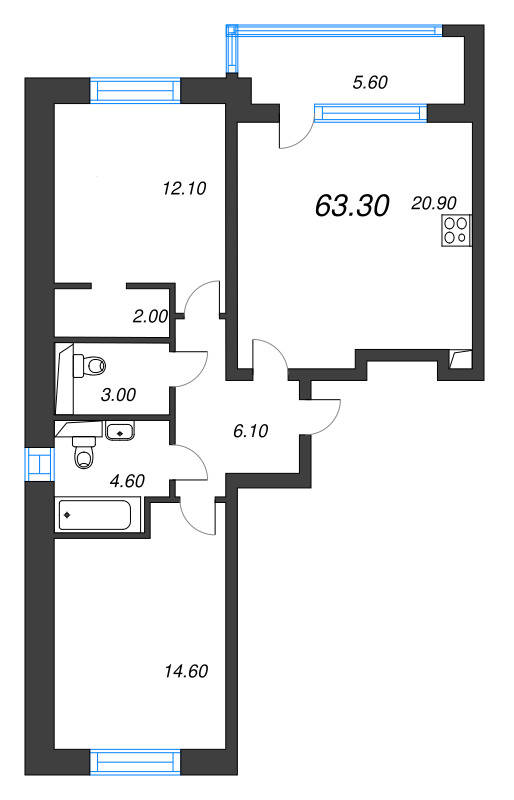 Продажа 2-комн квартиры в новостройке Санкт-Петербург г., Московское ш.,  к. 2