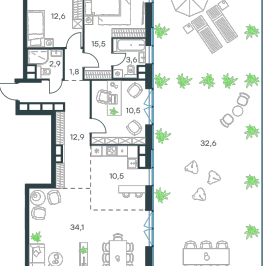 Продажа 3-комн квартиры в новостройке Москва г., Причальный проезд,  к. Юг