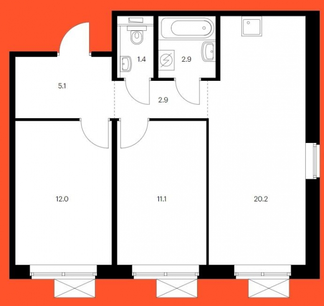 Планировка ЖК Никольские луга, 23.1 м2