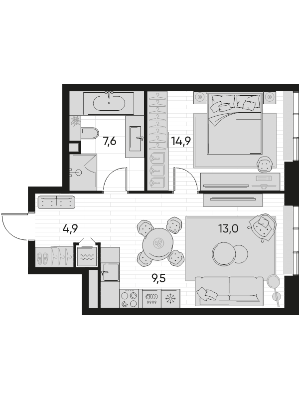 Продажа 1-комн квартиры в новостройке Москва г., Полковая ул.,  к. 1