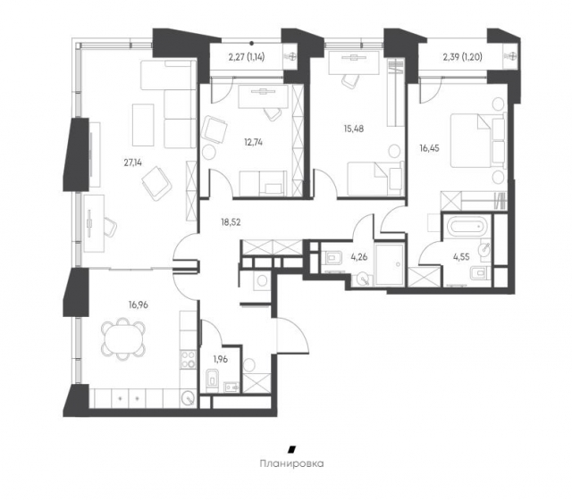 Планировка ЖК ALIA, 71.81 м2