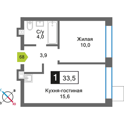 1-комн квартира Светлые Горы п., Пятницкое ш.,  к. 6