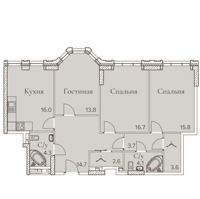 Планировка ЖК Full House, 46.3 м2