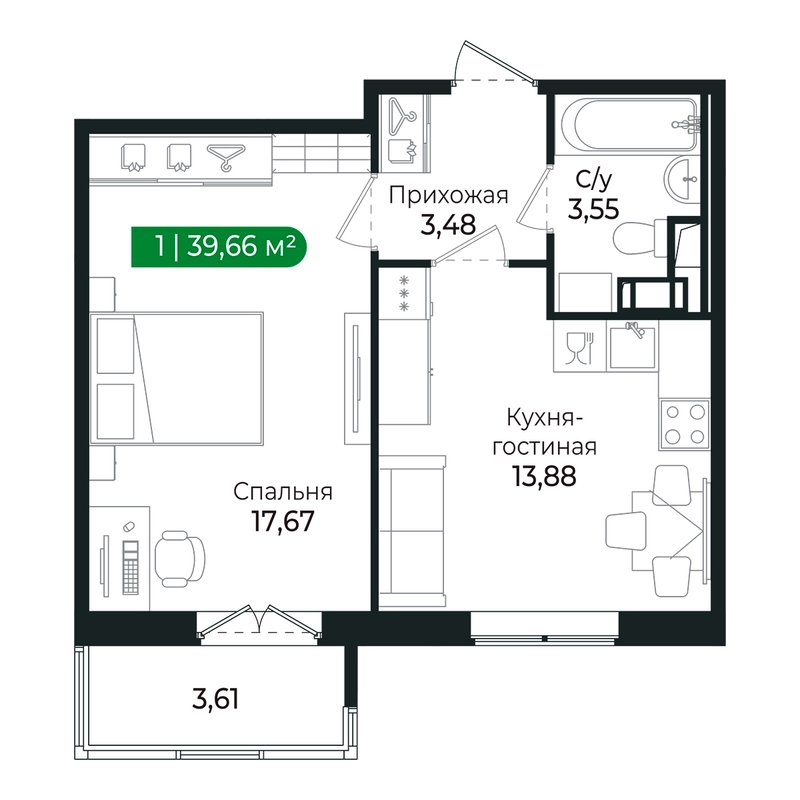 Продажа 1-комн квартиры в новостройке Сертолово г., Дмитрия Кожемякина ул.,  к. 3