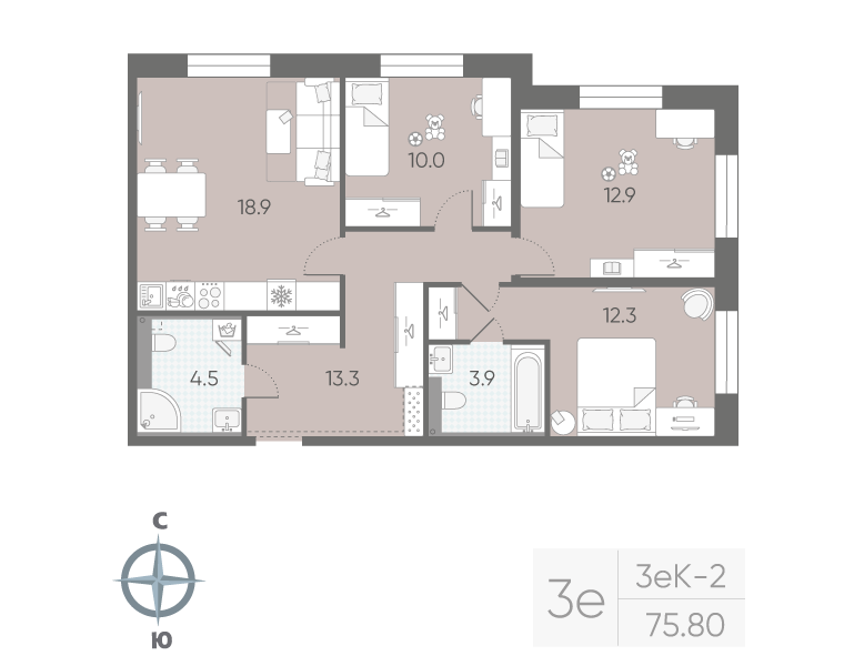 Продажа 3-комн квартиры в новостройке Санкт-Петербург г., Партизанская ул.,  к. 7