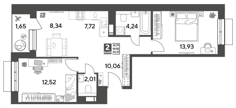 Продажа 2-комн квартиры в новостройке Пушкино г., Зелёная Роща ул.,  к. 12