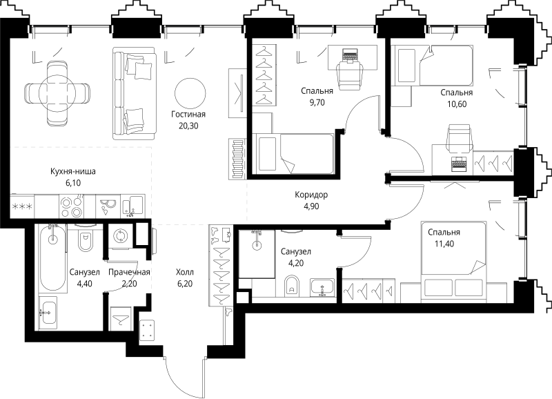 Продажа 3-комн квартиры в новостройке Москва г., Верейская ул.,  к. SET.1.2
