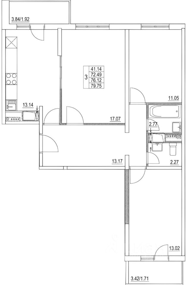 Продажа 3-комн квартиры на вторичном рынке Муравская улица, 42к1