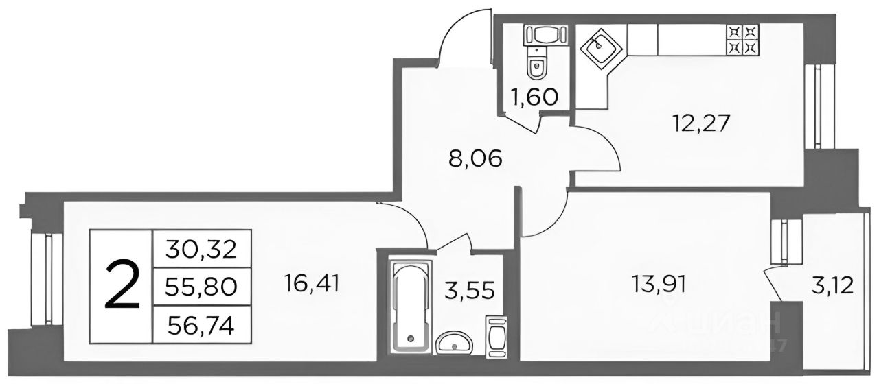 Продажа 2-комн квартиры на вторичном рынке улица Александра Матросова, 8к1
