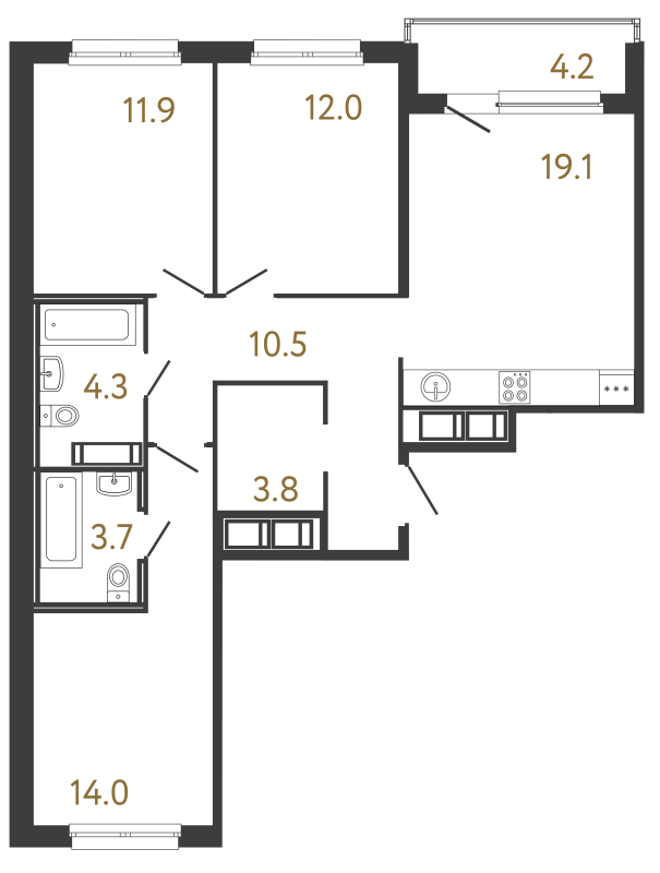 Продажа 3-комн квартиры в новостройке Санкт-Петербург г., Обводного кан. наб.,  к. 1