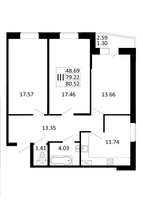 Продажа 3-комн квартиры в новостройке Никольское Советский проспект,  д. 138