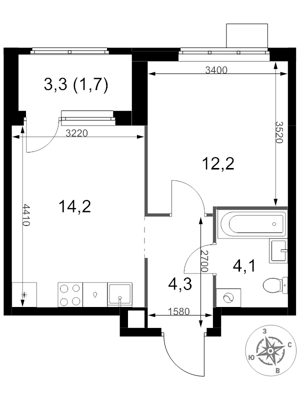 Продажа 1-комн квартиры в новостройке Химки г., Олимпийская ул.,  к. 2.2