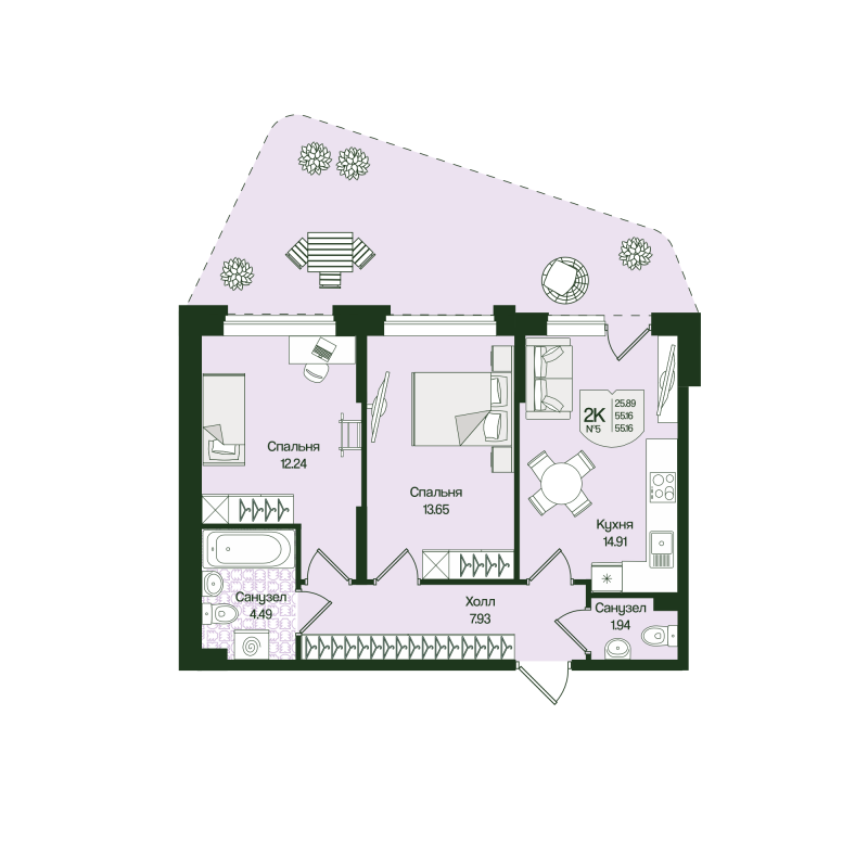 Продажа 2-комн квартиры в новостройке Мистолово д., Большой пр-кт,  к. 4