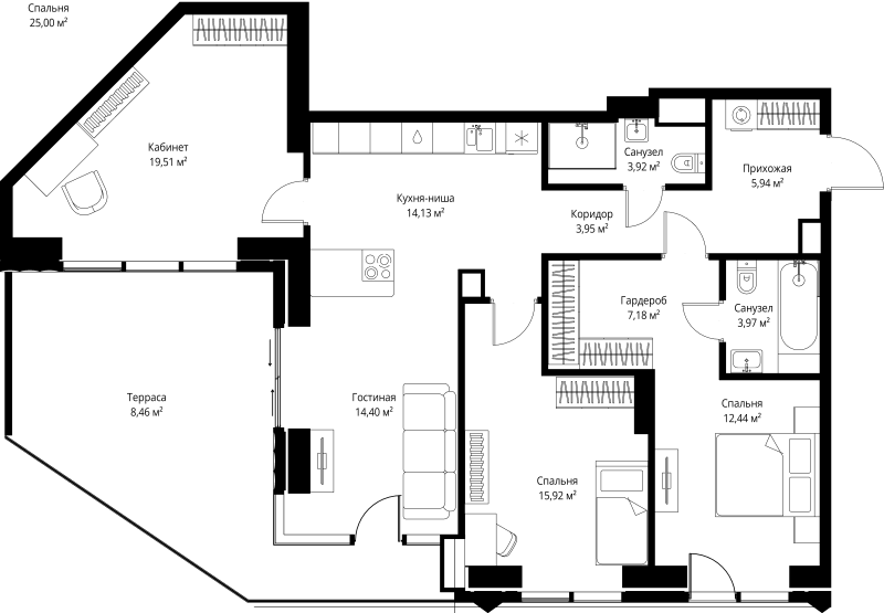 Продажа 3-комн квартиры в новостройке Москва г., 3-й Силикатный проезд,  к. Anna