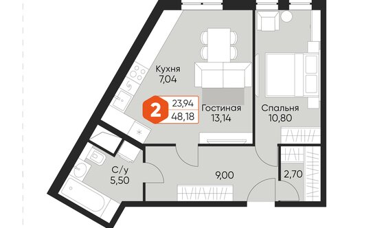 Продажа 2-комн квартиры на вторичном рынке Некрасовский, ул Заводская,  д. 10а