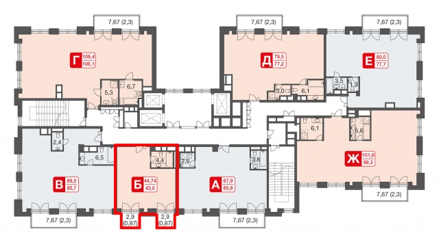 Планировка ЖК Счастье в Замоскворечье,  м2