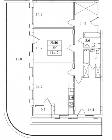 Планировка ЖК Резиденция Май, 49.2 м2