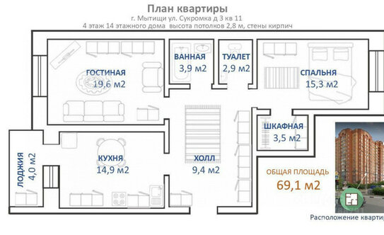 Продажа 2-комн квартиры на вторичном рынке Мытищи, ул Сукромка,  д. 3