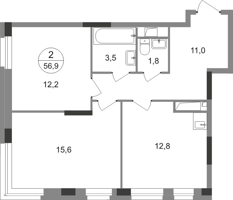 Продажа 2-комн квартиры в новостройке Московский г., Бианки ул.,  к. 9.3