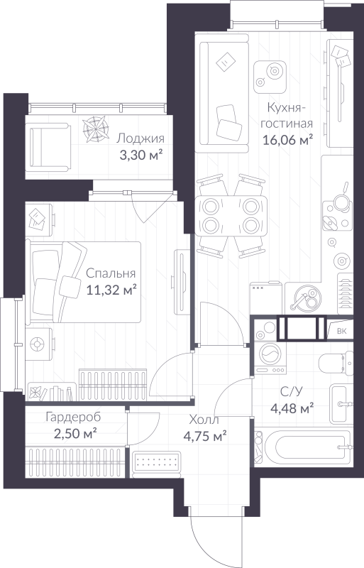 Продажа 1-комн квартиры в новостройке Сертолово г., Дмитрия Кожемякина ул.,  к. 8