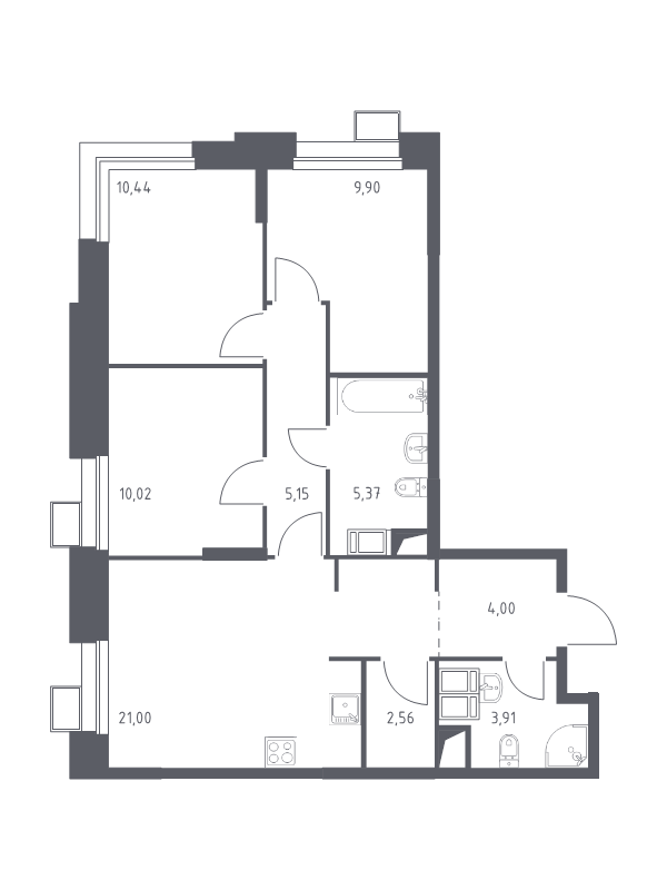 Продажа 3-комн квартиры в новостройке Дудкино д., Цветочная ул.,  к. 2.4