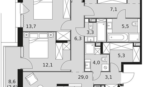 Продажа 5-комн квартиры на вторичном рынке Снежная улица