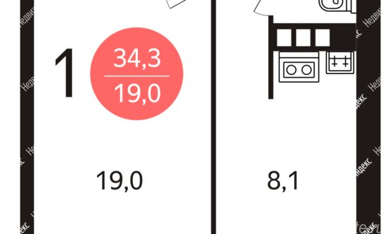 Аренда 1-комн квартиры на вторичном рынке улица Академика Комарова,  д. 13