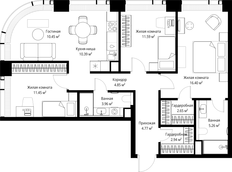 Продажа 3-комн квартиры в новостройке Москва г., Верейская ул.,  к. 3
