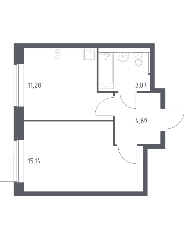 Продажа 1-комн квартиры в новостройке Мисайлово д., Молодежный б-р,  к. 14.2