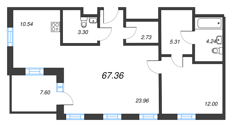 Продажа 2-комн квартиры в новостройке Рощино пгт., Пионерская ул.,  к. А6