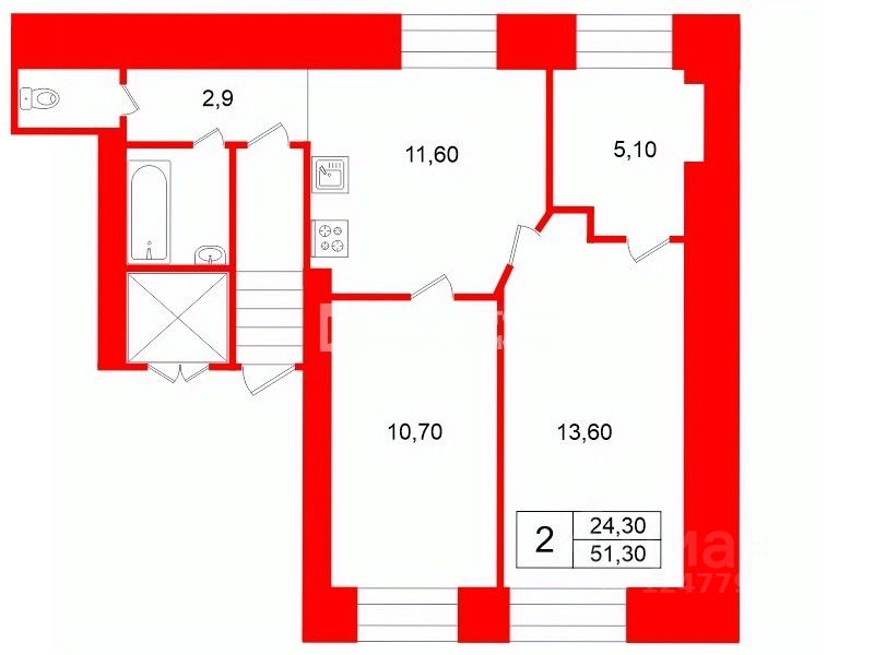 Продажа 2-комн квартиры на вторичном рынке набережная Реки Фонтанки, 15