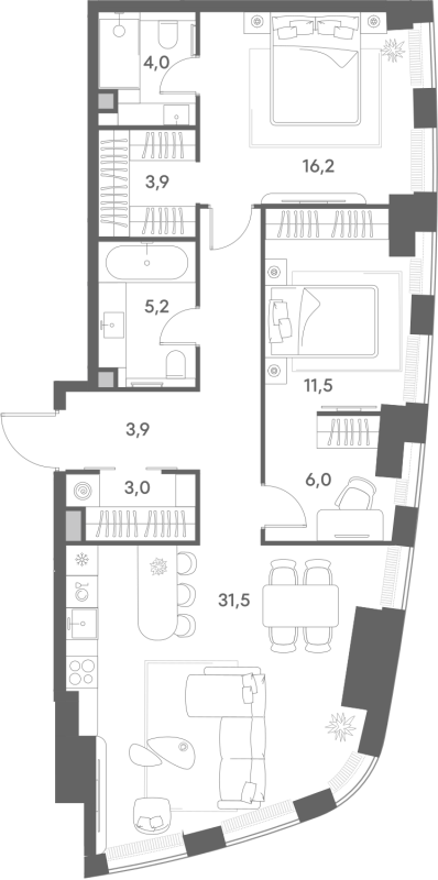 Продажа 2-комн квартиры в новостройке Москва г., Новослободская ул.,  к. 1