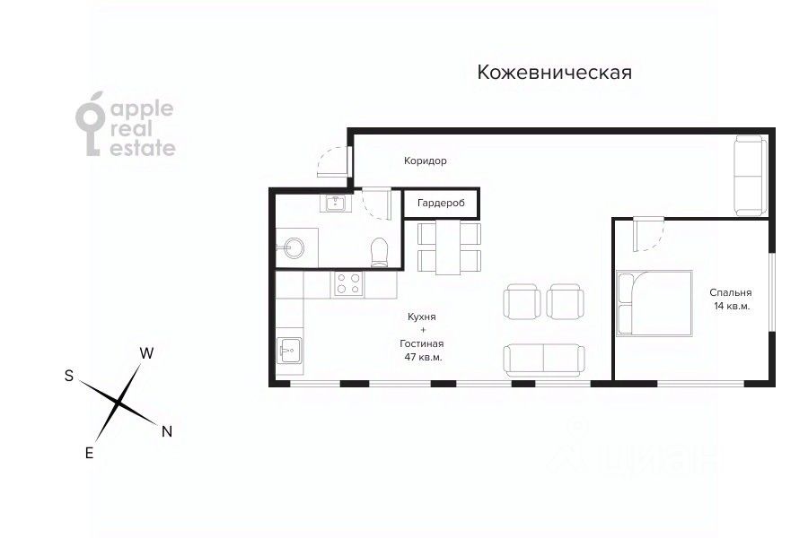 Аренда 2-комн квартиры на вторичном рынке Павелецкая площадь,  д. 1