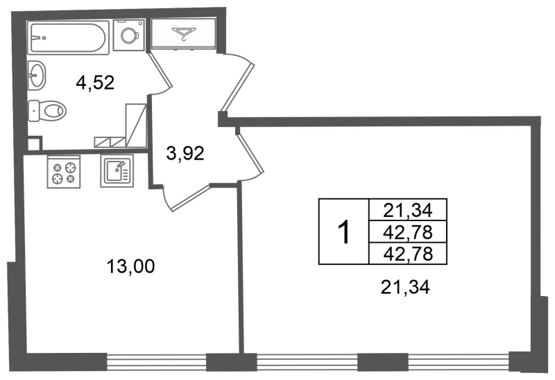 Продажа 1-комн квартиры в новостройке Санкт-Петербург г., Рижский пр-кт,  к. 2