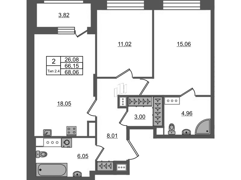 Продажа 2-комн квартиры в новостройке Санкт-Петербург г., Октябрьская наб.,  к. 1.1
