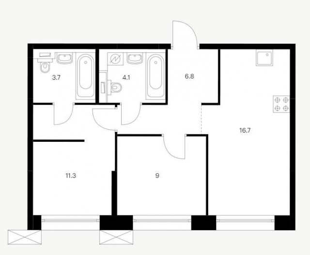 Планировка ЖК Аэронавт, 20.3 м2
