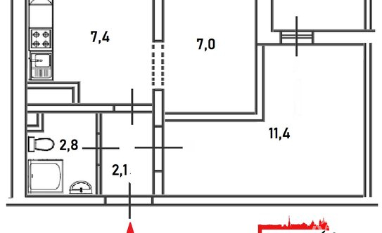 Продажа 2-комн квартиры на вторичном рынке Чарушинская улица
