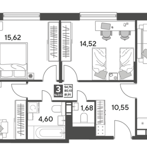 3-комн квартира Пушкино г., Зелёная Роща ул.,  к. 11