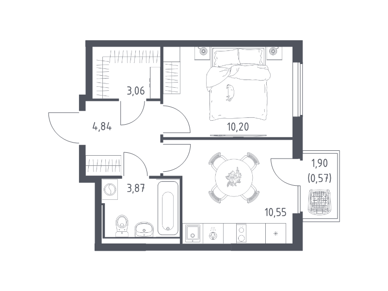 Продажа 1-комн квартиры в новостройке Коробово д., 10 км до МКАД,  к. 6.1