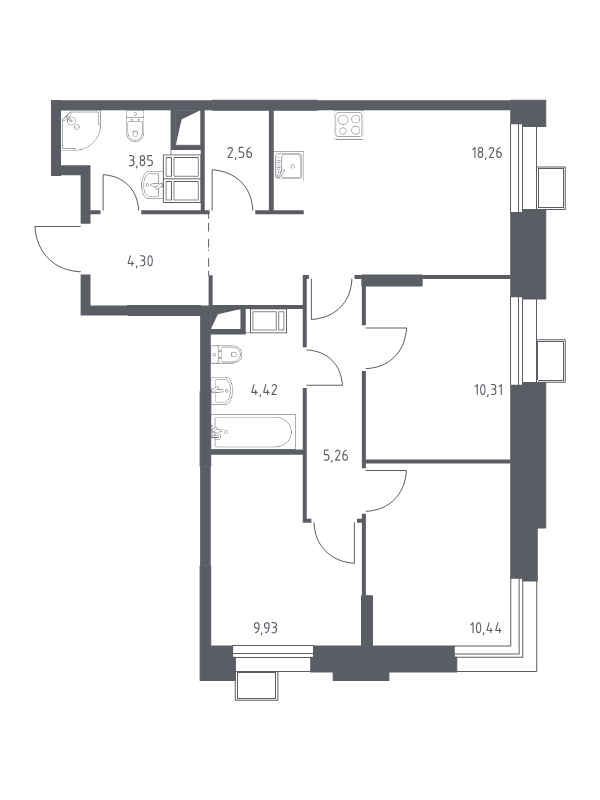 Продажа 3-комн квартиры в новостройке Дудкино д., Цветочная ул.,  к. 2.4