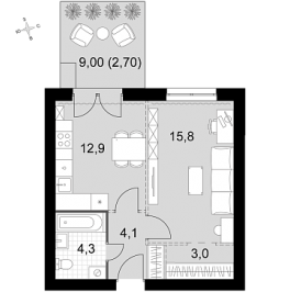 Продажа 1-комн квартиры в новостройке Докукино д., Цветочная ул.,  к. 1.2