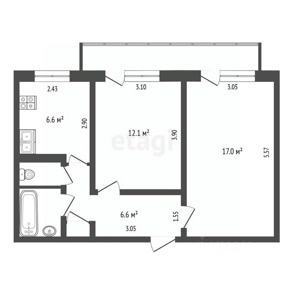 Продажа 2-комн квартиры на вторичном рынке с. Никоновское, улица Пионерская, 45