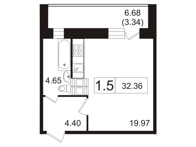 Планировка ЖК Пулковский, 19.95 м2