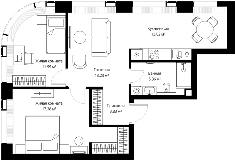 Продажа 2-комн квартиры в новостройке Москва г., Верейская ул.,  к. 2